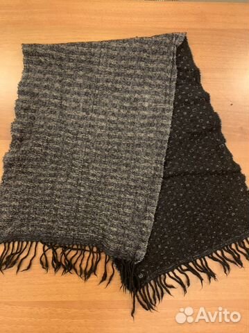 Мужской шарф из шерсти и шелка черный, серый