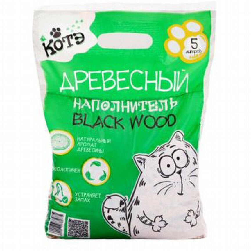 Наполнитель древесный "котэ" Blackwood, 5 л