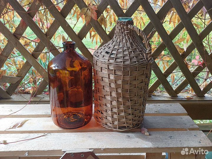 Бутыль в оплетке темная аптекарская СССР