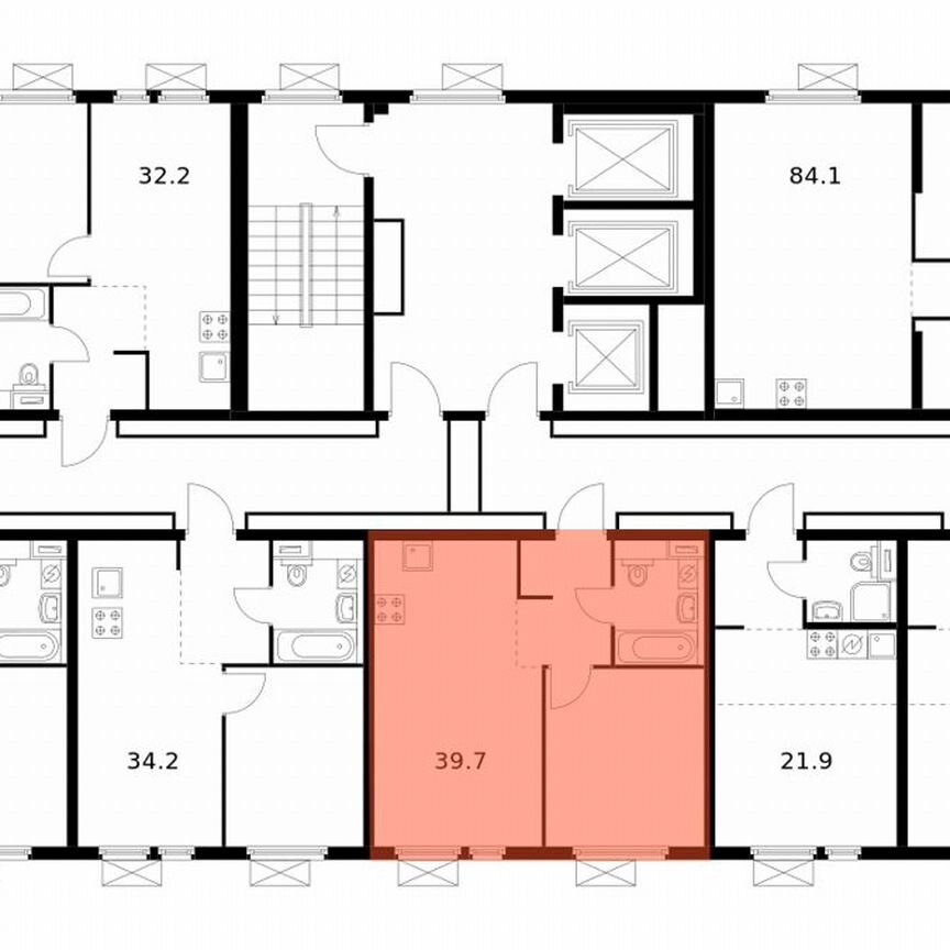 1-к. квартира, 39,7 м², 17/19 эт.