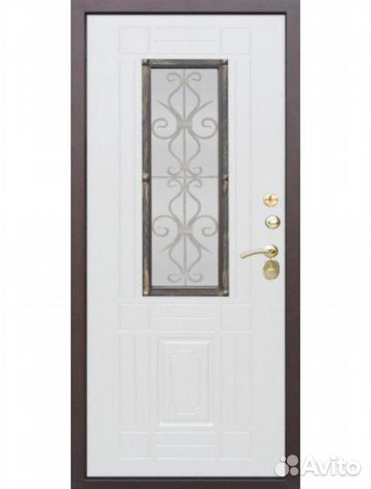 Входная дверь с ковкой Венеция Беленый дуб