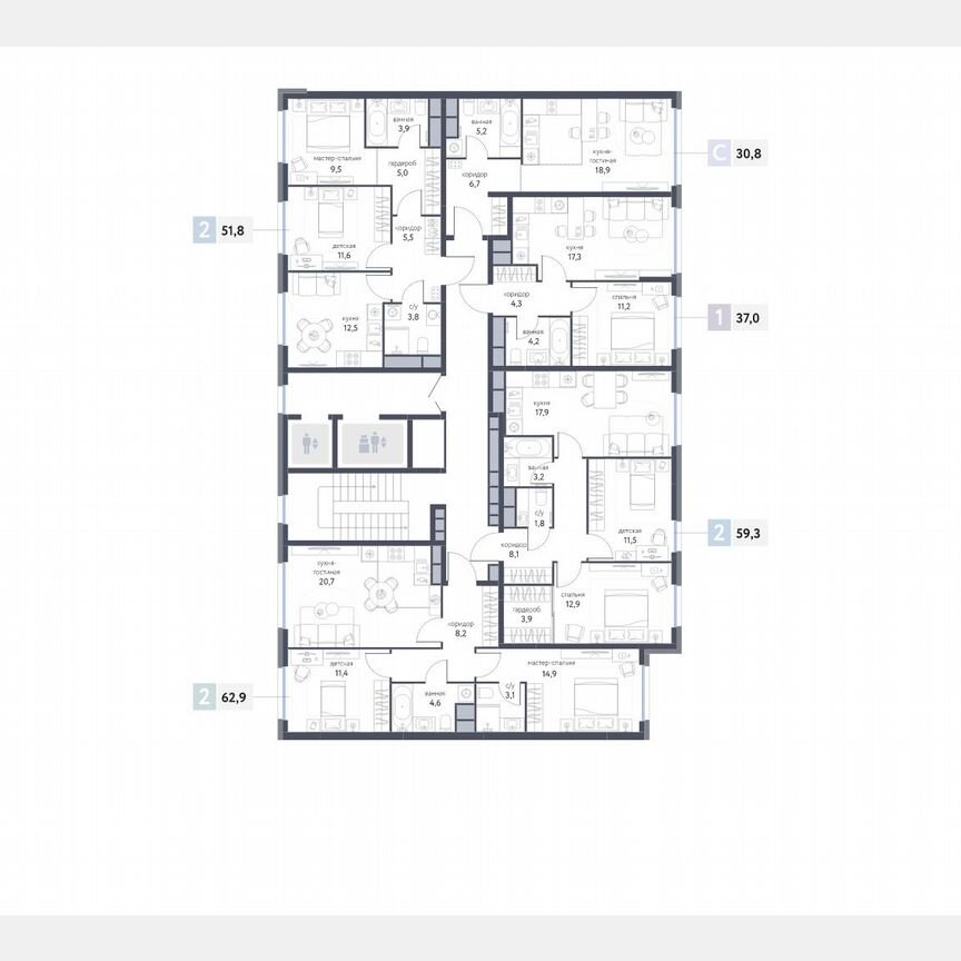 Квартира-студия, 30,8 м², 7/25 эт.