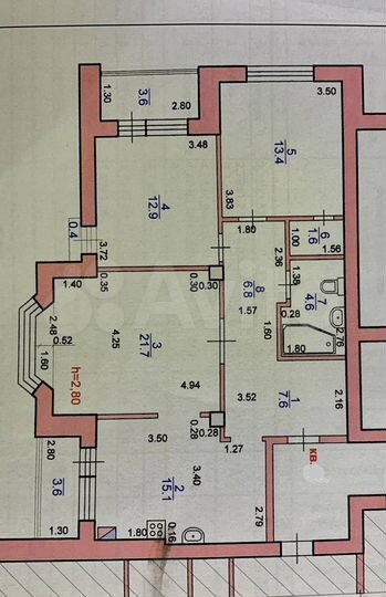 3-к. квартира, 90 м², 5/5 эт.