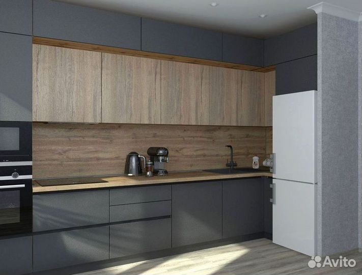 Прямая кухня с мдф фасадами