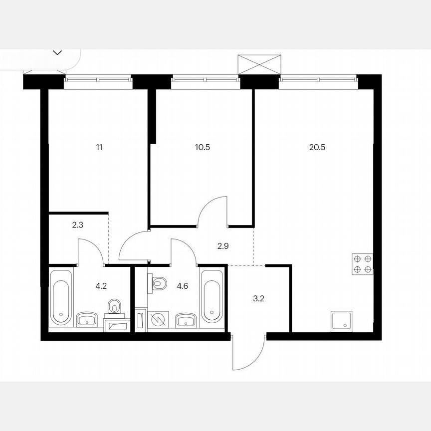 2-к. квартира, 59,2 м², 7/12 эт.
