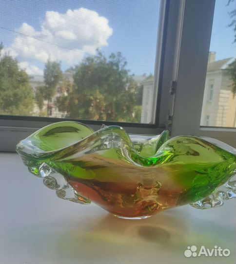 Ваза конфетница цветное стекло