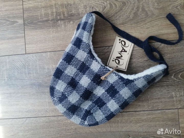 Новая шапка ушанка ёмаё, вязаная, синяя