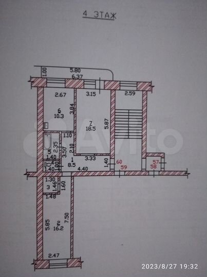 2-к. квартира, 60,1 м², 4/5 эт.