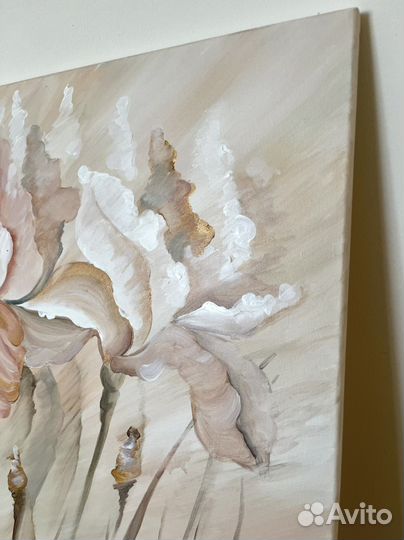 Картина в наличии 60х70 см «Нежные ирисы»