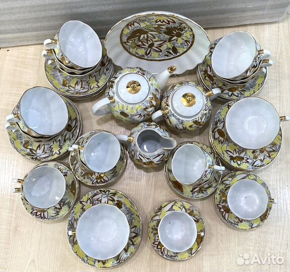 Чайно кофейный сервиз Золотые ромашки лфз