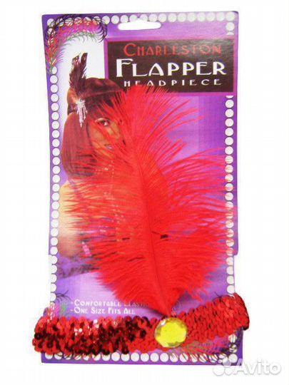 Перья Лайзы блестящая повязка на голову красная