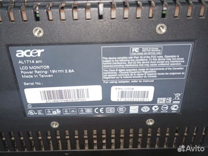 Монитор acer al1714sm 17дюйм