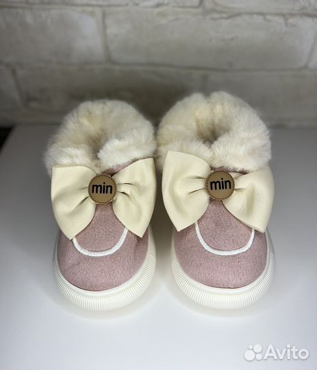 Меховые детские домашние тапочки для девочек