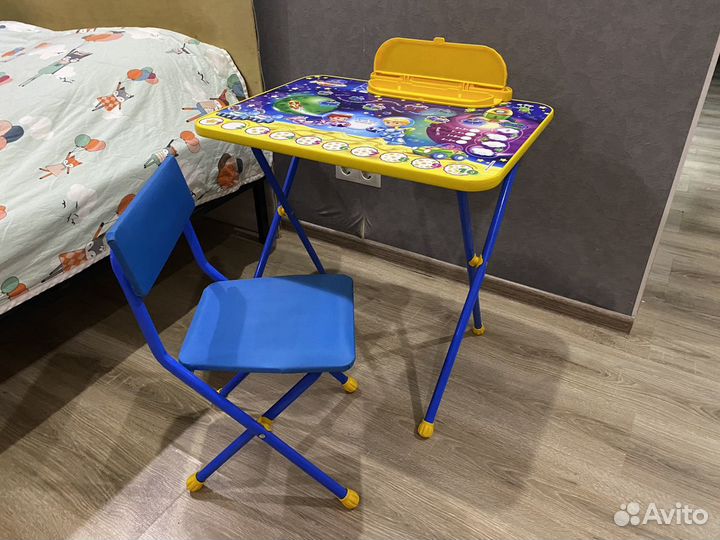 Детский стол и стул складной синий