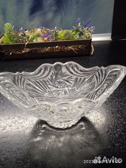 Ваза-ладья, хрусталь СССР