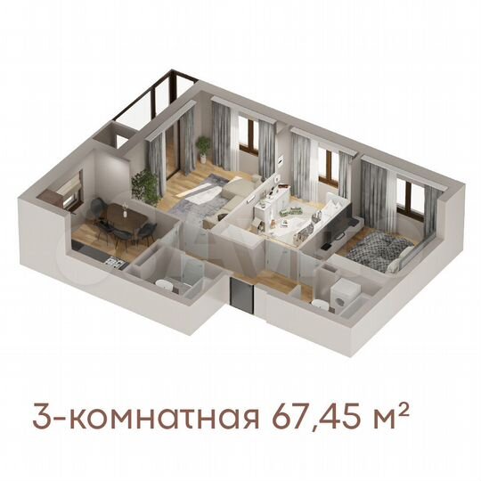 3-к. квартира, 67,5 м², 5/10 эт.