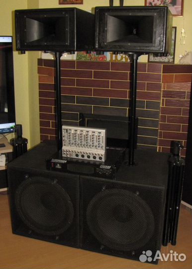 Колонки EV 1300W Рупоры Сабы Усилок Микшер Штативы