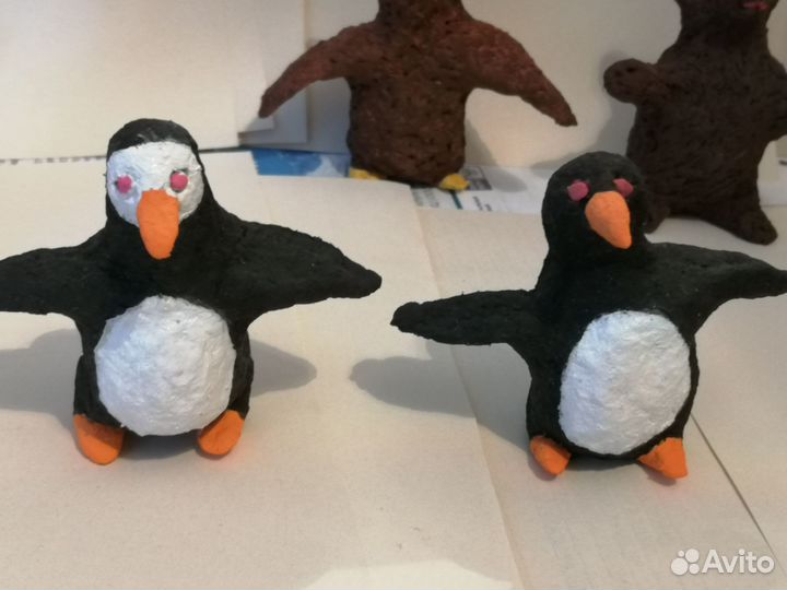 Ёлочная игрушка СССР. фигурка пингвин.папье -маше