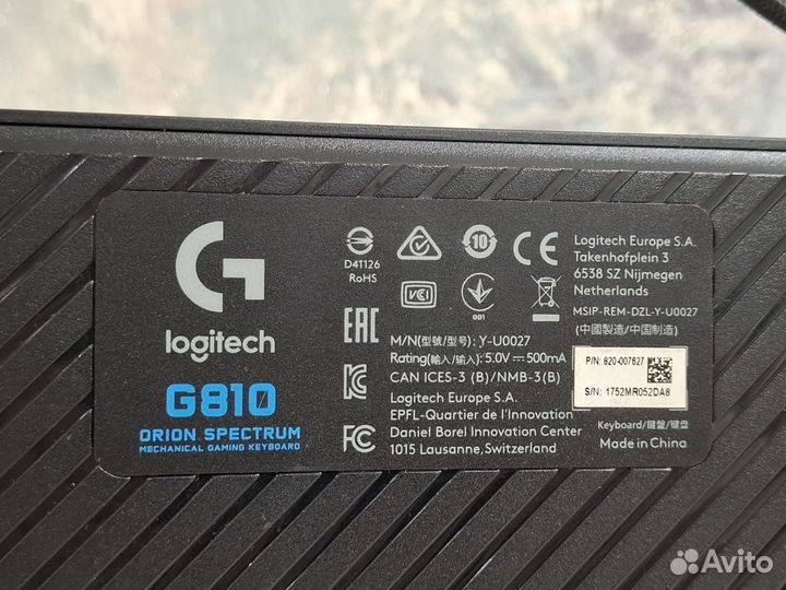 Игровая клавиатура logitech g810