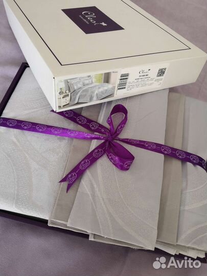 Постельное белье сатин жаккард евро Cleo серый