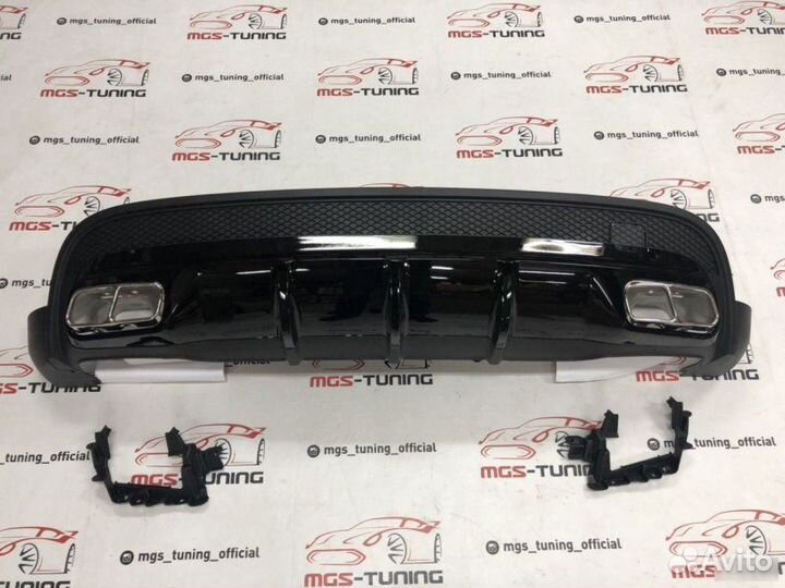 Черный диффузор хром насадки Mercedes GLA 45 AMG