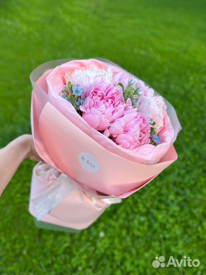 Пионы и незабудки Букеты Цветы Доставка