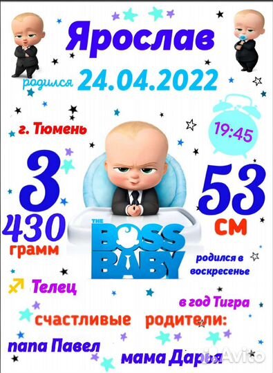 Метрика для детей, постеры