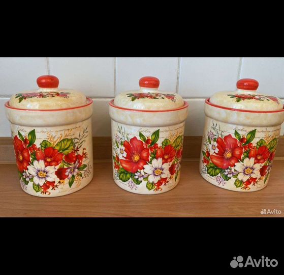 Набор керамических банок для специй, сахара