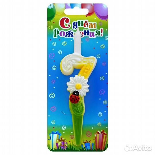 Свеча цифры с ромашками