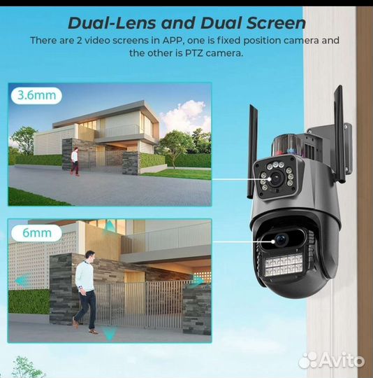 8 мп IP Wi-Fi камера видеонаблюдения 4+4Мп