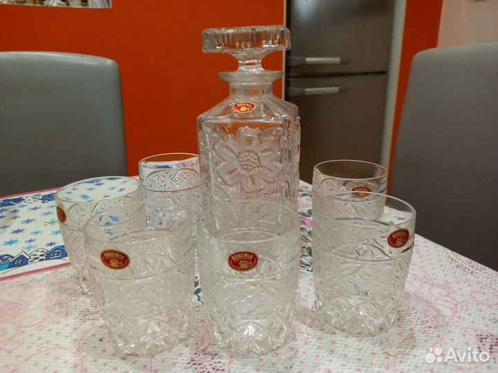 Набор штоф и стаканы Богемия