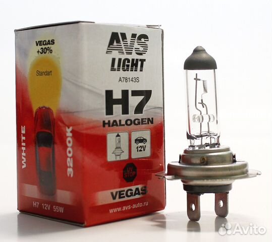 Лампа 12 В H7 55 Вт галогенная Vegas AVS A78143S
