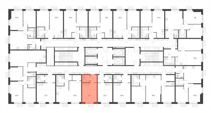 Квартира-студия, 20,1 м², 30/33 эт.