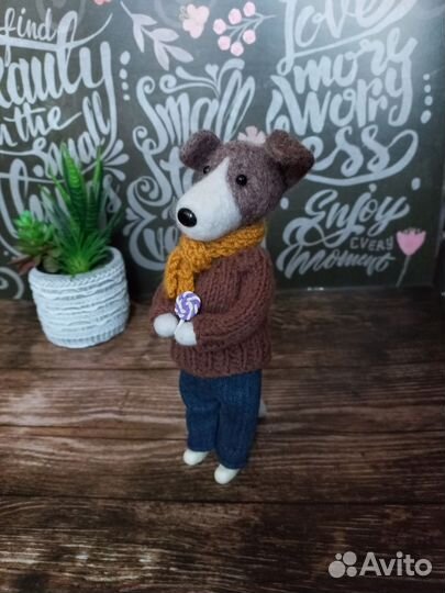 Игрушка валяная из шерсти. Собачка ручной работы