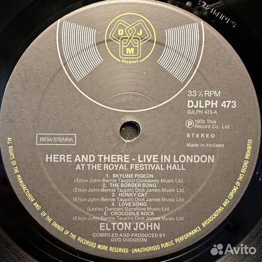 Elton John – Here And There (Голландия 1976г.)