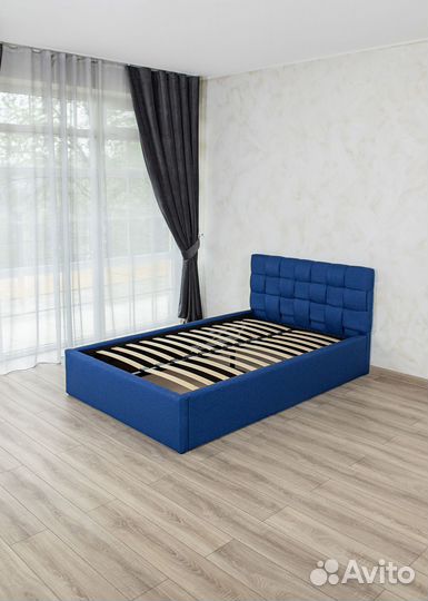 Кровать 120х200 синяя рогожка Прованс