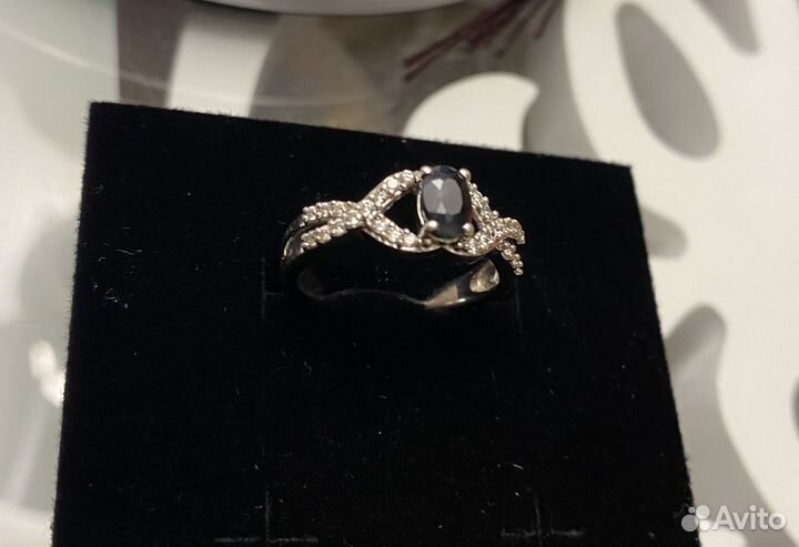 Кольцо с сапфиром, серебро 925