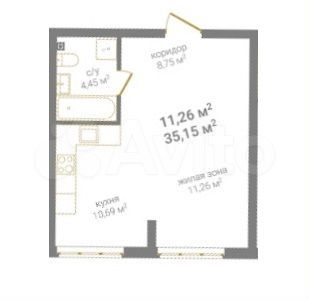 1-к. квартира, 35 м², 2/12 эт.