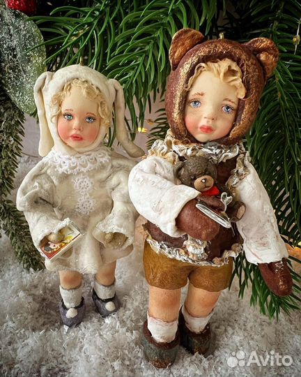 Дети на утреннике, ватная ёлочная игрушка