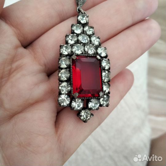 Антиквариат подвеска серебро рубин