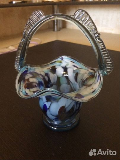 Конфетница цветное стекло СССР