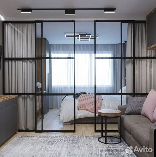 Межкомнатные перегородки из алюминия на заказ