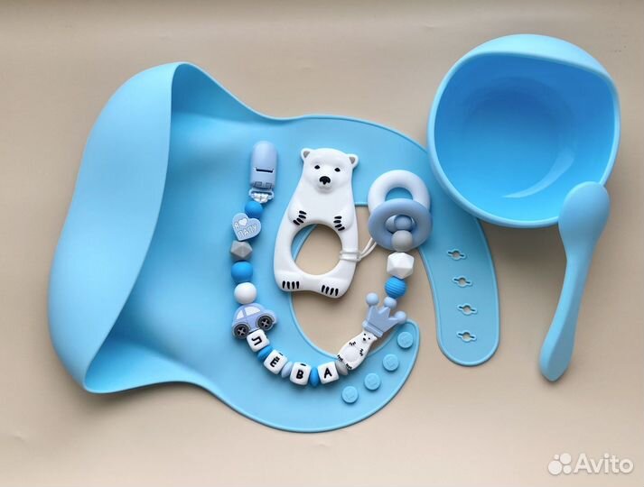 Именной держатель для соски с грызунком