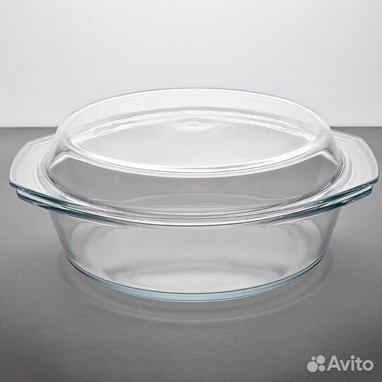Кастрюля овальная 3,7л. из жаропрочного стекла