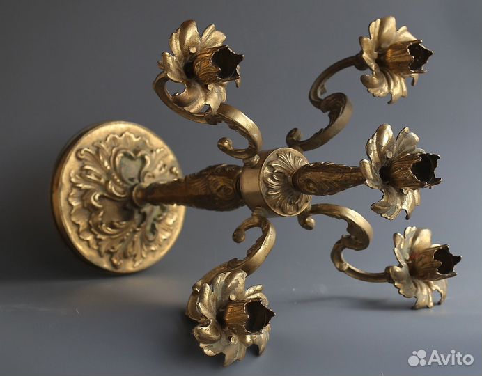 Подсвечник латунь бронза Канделябр старинный