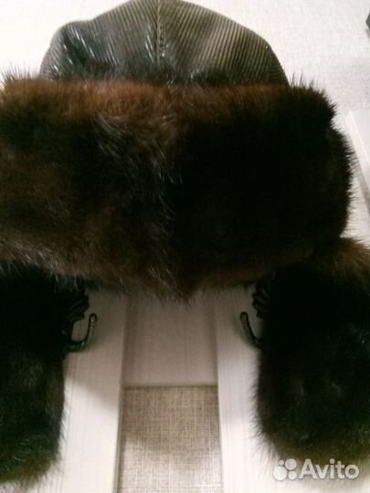 Шапка кожа/норка нат