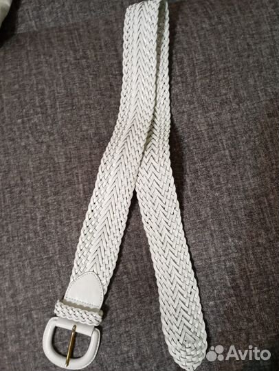 Ремень женский, натуральная кожа,белый
