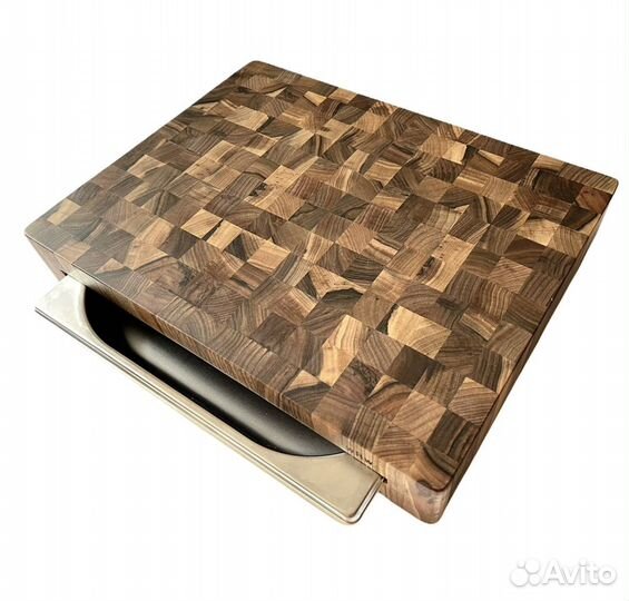 Торцевая разделочная доска с гастроемкостью орех