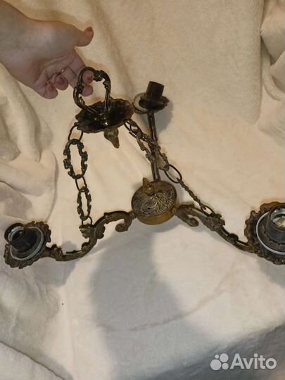 Люстра старинная бронза на три рожка