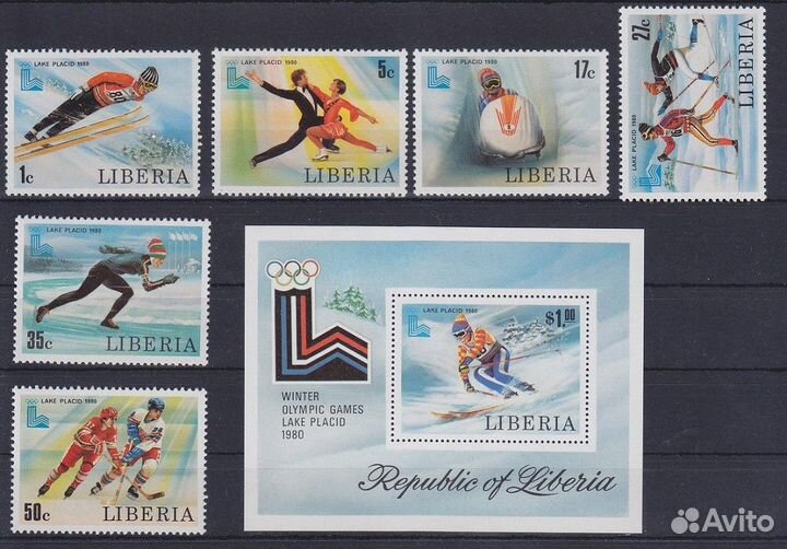 Марки чистые олимпиада Лейк-Плэсид 80 MNH